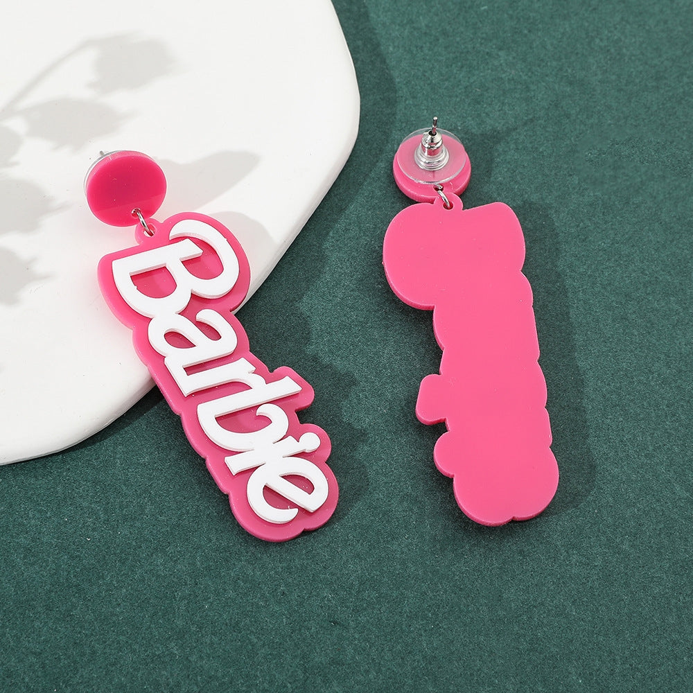 Acrylic Barbie Letter Drop Earrings for Women