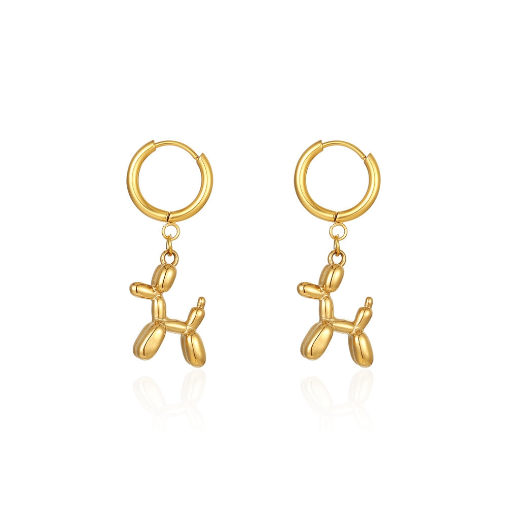 1 Pair Minimalist Balloon Dog Titanium Steel Earrings