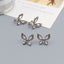 1 Pair Elegant Butterfly Rhinestone Inlay Women's Ear Clips and S925 Silver Needle Hollow Design Earrings