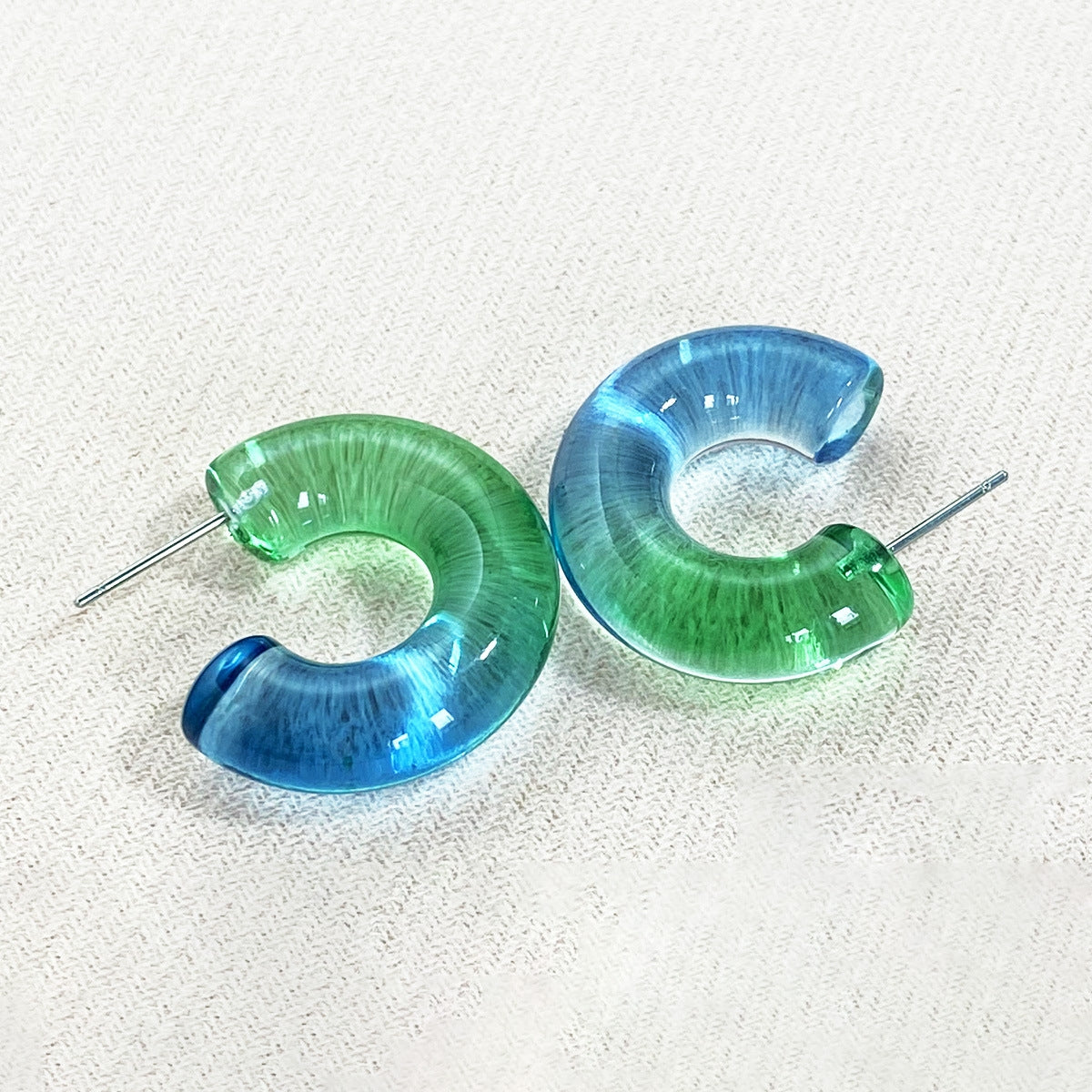 1 Pair Colorful C Shape Acrylic Earrings