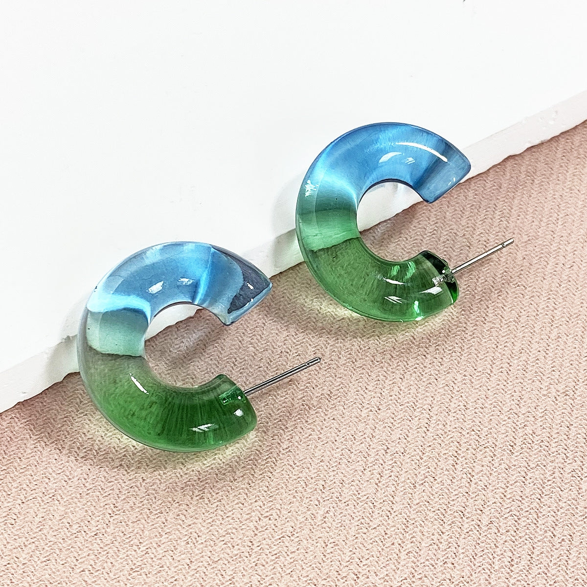 1 Pair Colorful C Shape Acrylic Earrings