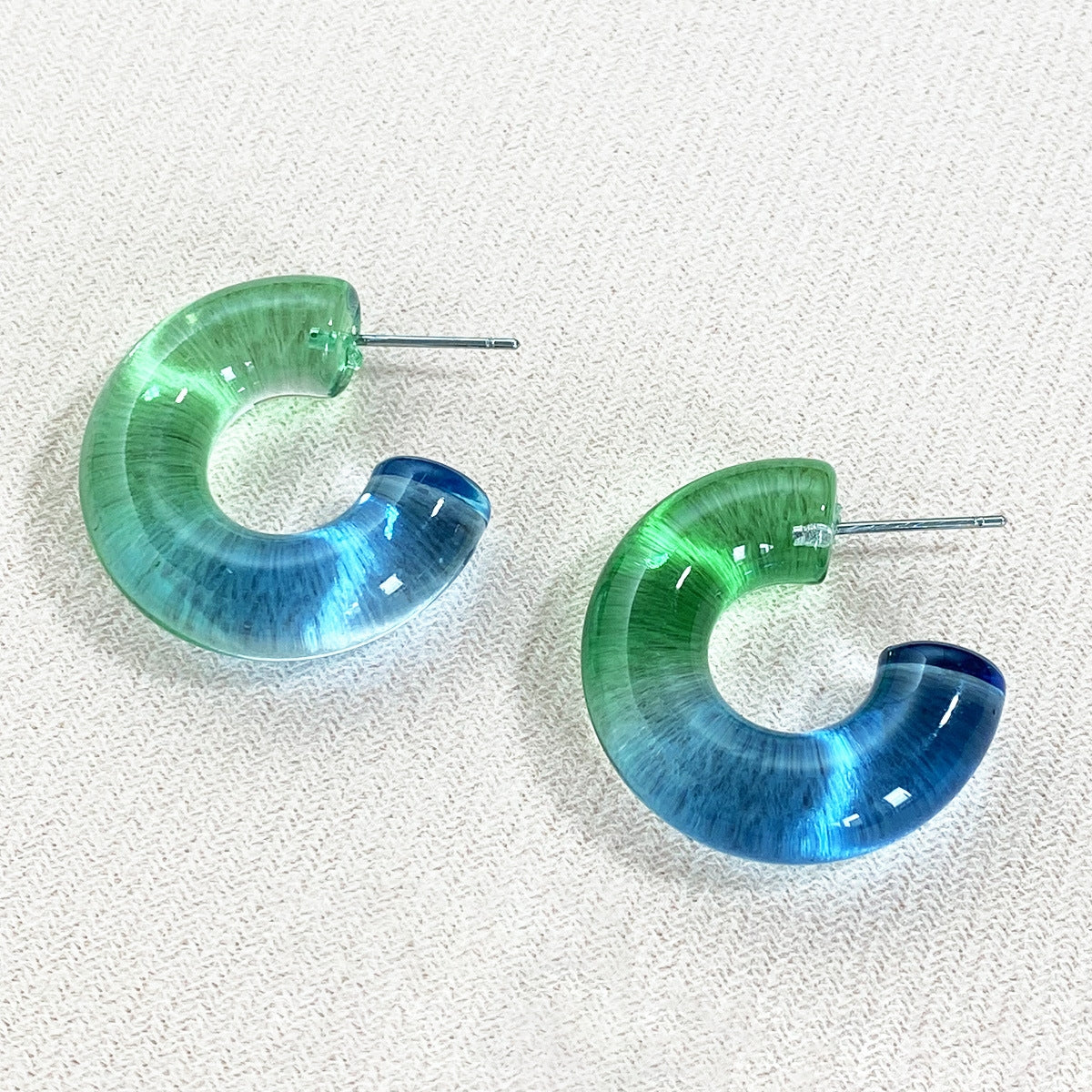 1 Pair Colorful C Shape Acrylic Earrings