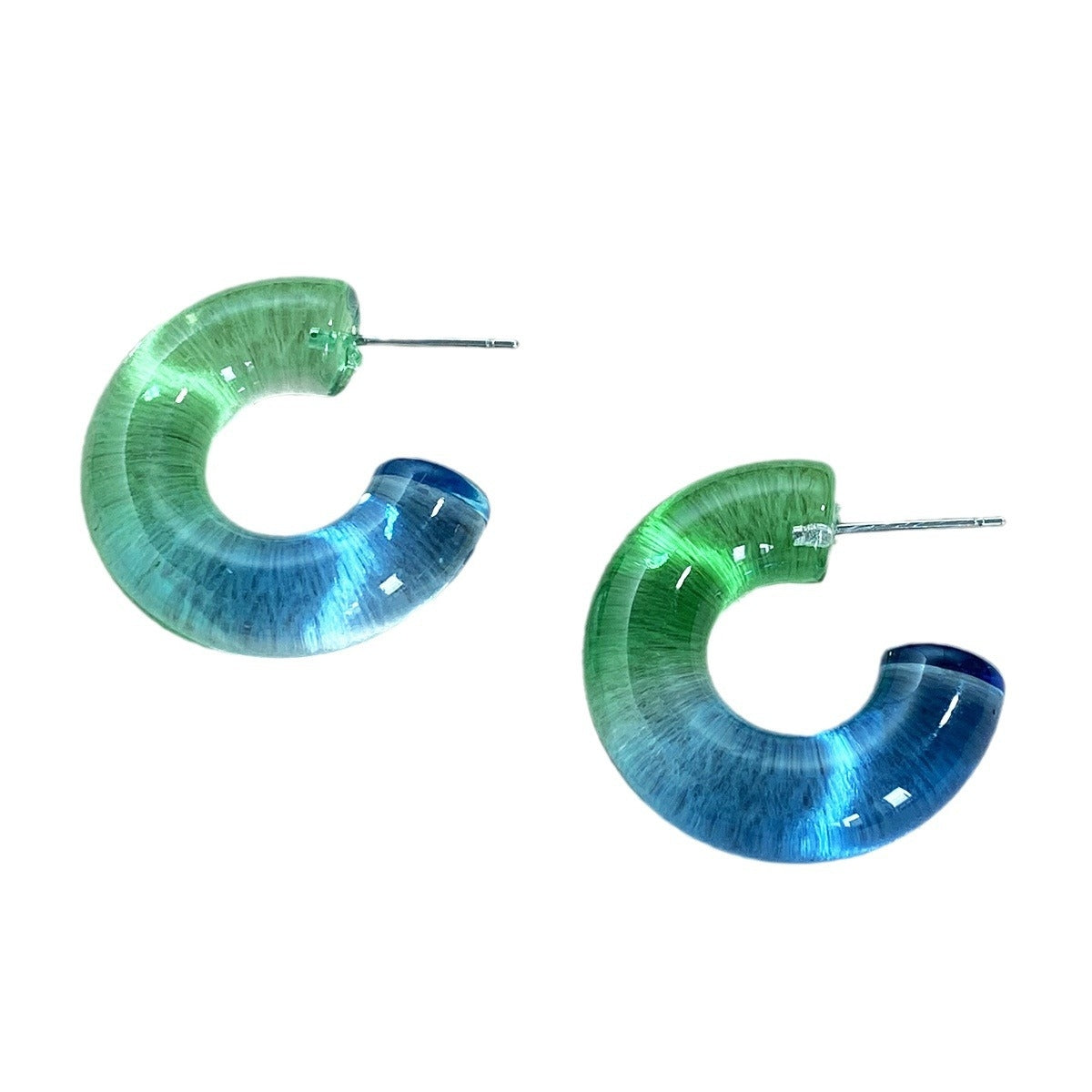 1 Pair Colorful C Shape Acrylic Earrings