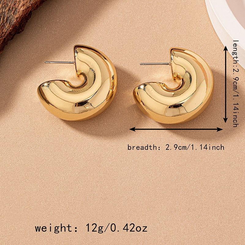 14k Gold Plated Semi-Circle Acrylic Stud Earrings - Trendy and Versatile