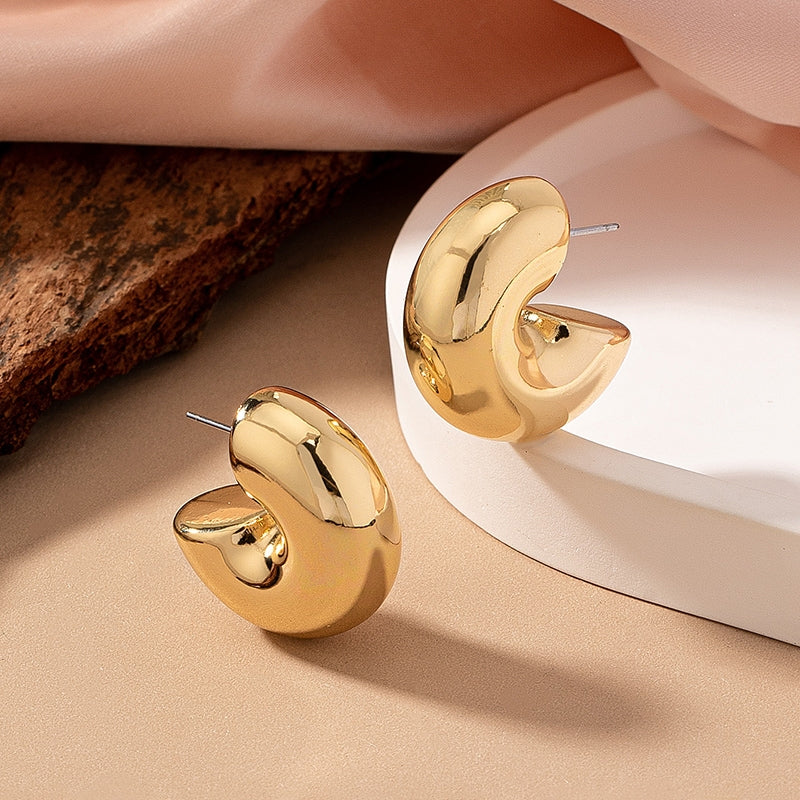 14k Gold Plated Semi-Circle Acrylic Stud Earrings - Trendy and Versatile