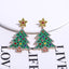 1 Pair Gold Plated Christmas Tree Rhinestone Stud Earrings