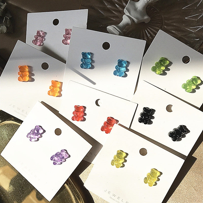 1 Pair Simple Style Classic Style Bear Plastic Resin Ear Studs