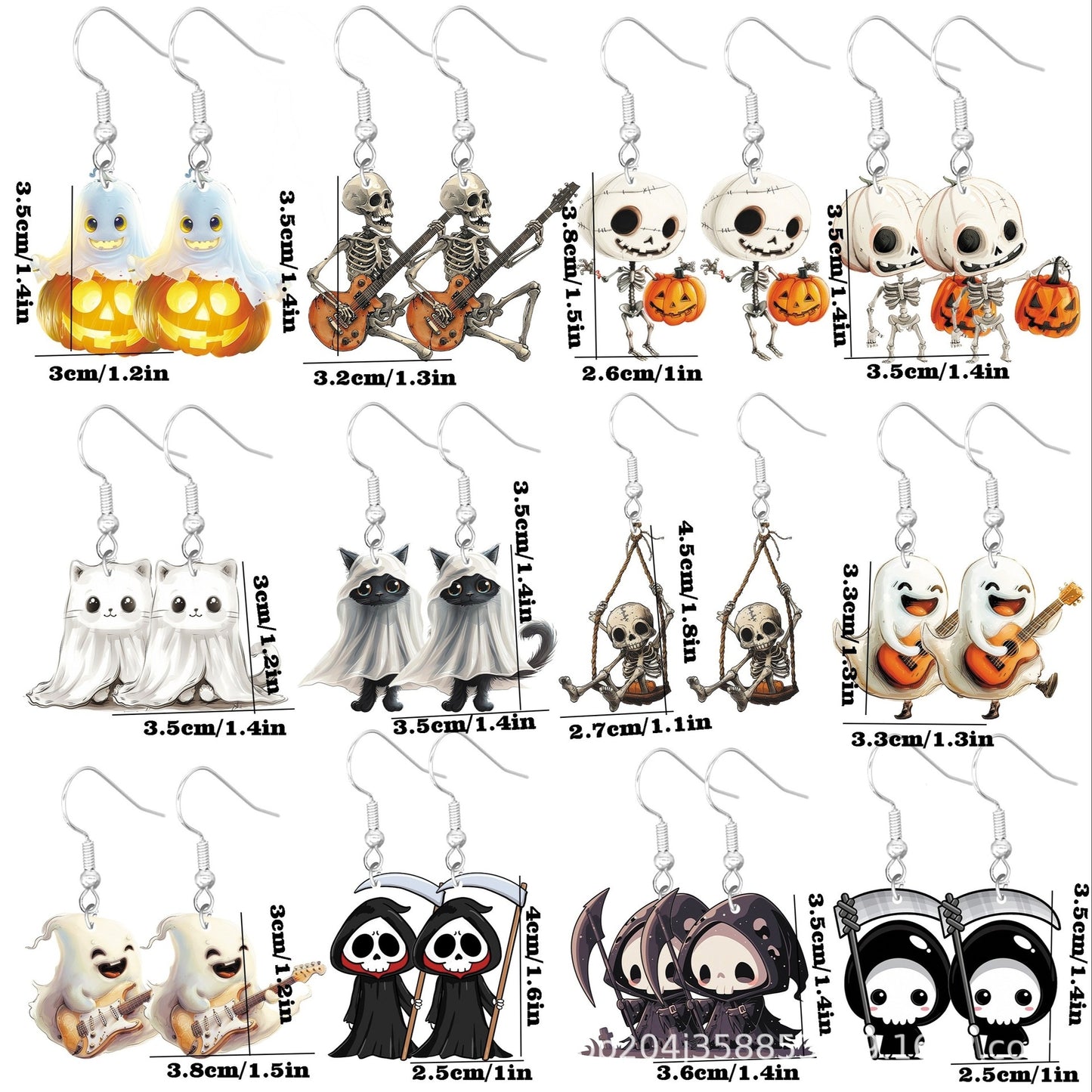 1 Pair Halloween Cartoon Character Acrylic Drop Earrings