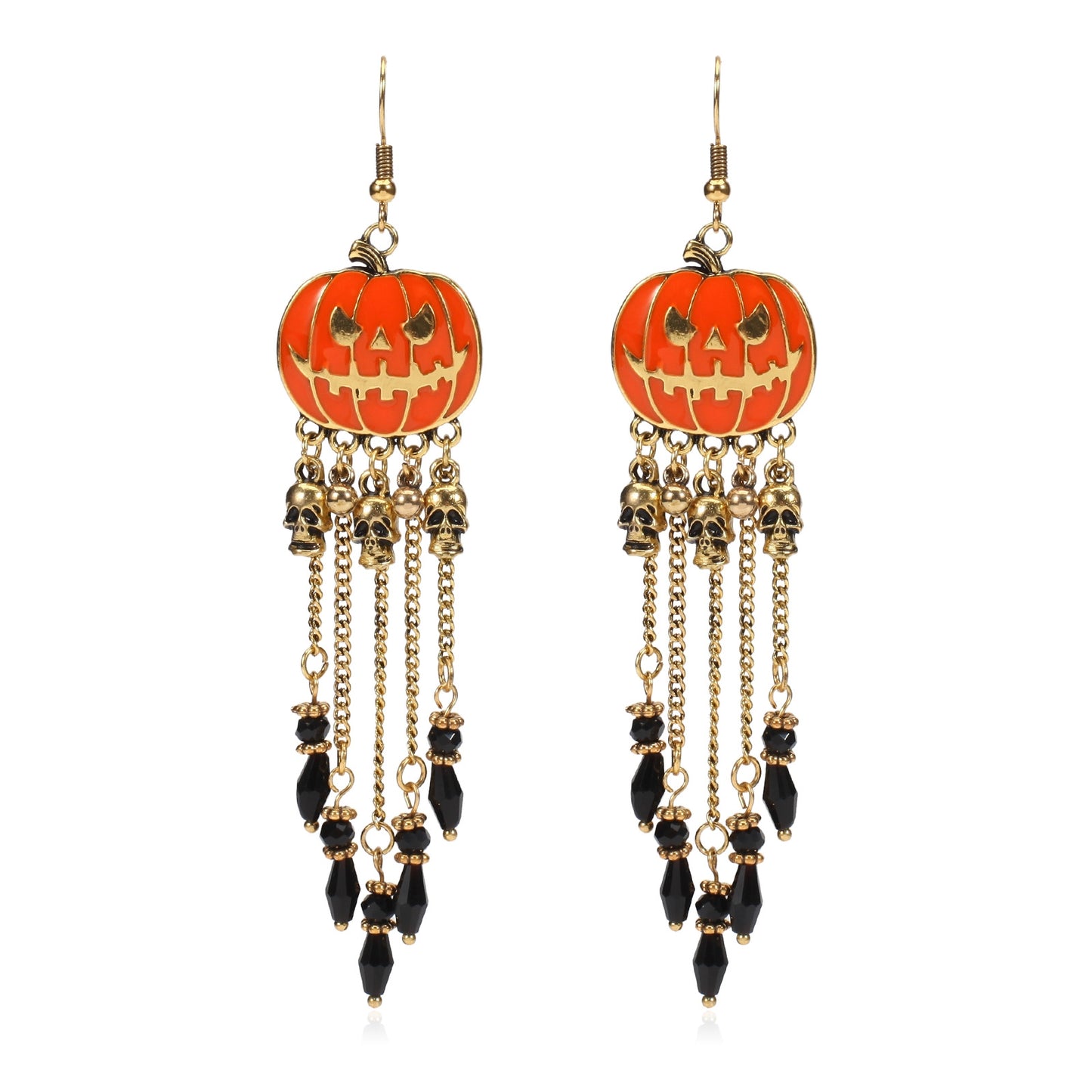 1 Pair Classic Color Block Crystal & Halloween Themed Drop Earrings