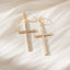 1 Pair Classic Cross Inlay Rhinestone Pearl Drop Earrings