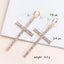 1 Pair Classic Cross Inlay Rhinestone Pearl Drop Earrings