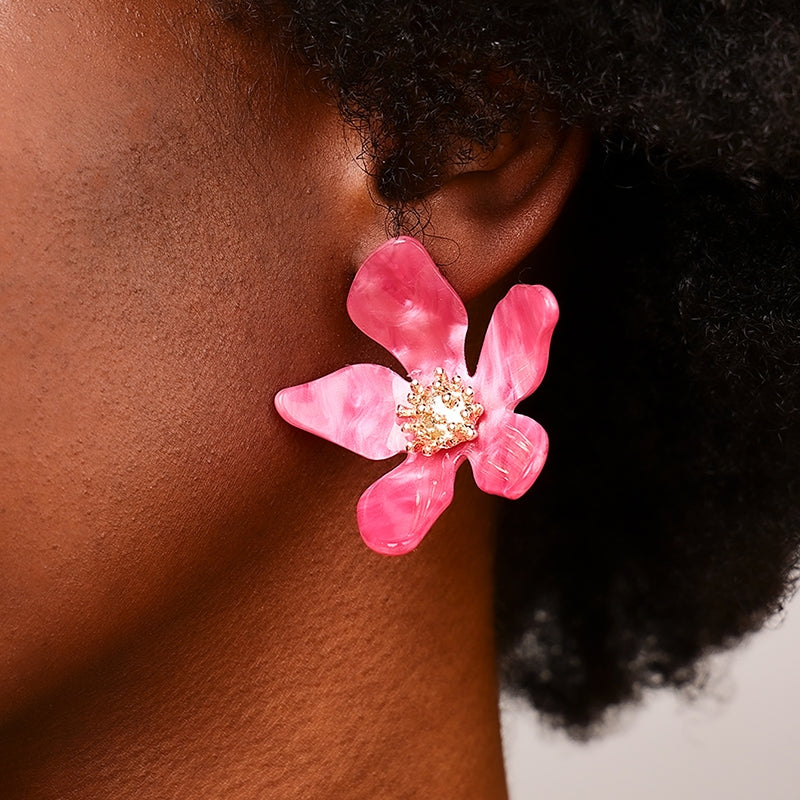 Simple Flower Alloy and Acrylic Earrings for Women