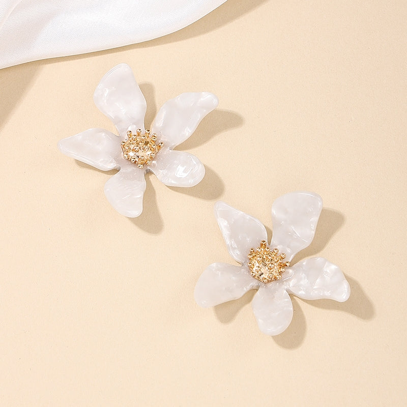 Simple Flower Alloy and Acrylic Earrings for Women