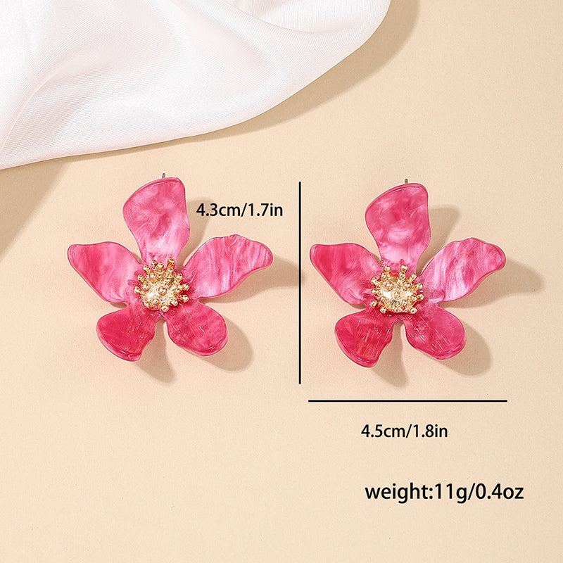 Simple Flower Alloy and Acrylic Earrings for Women