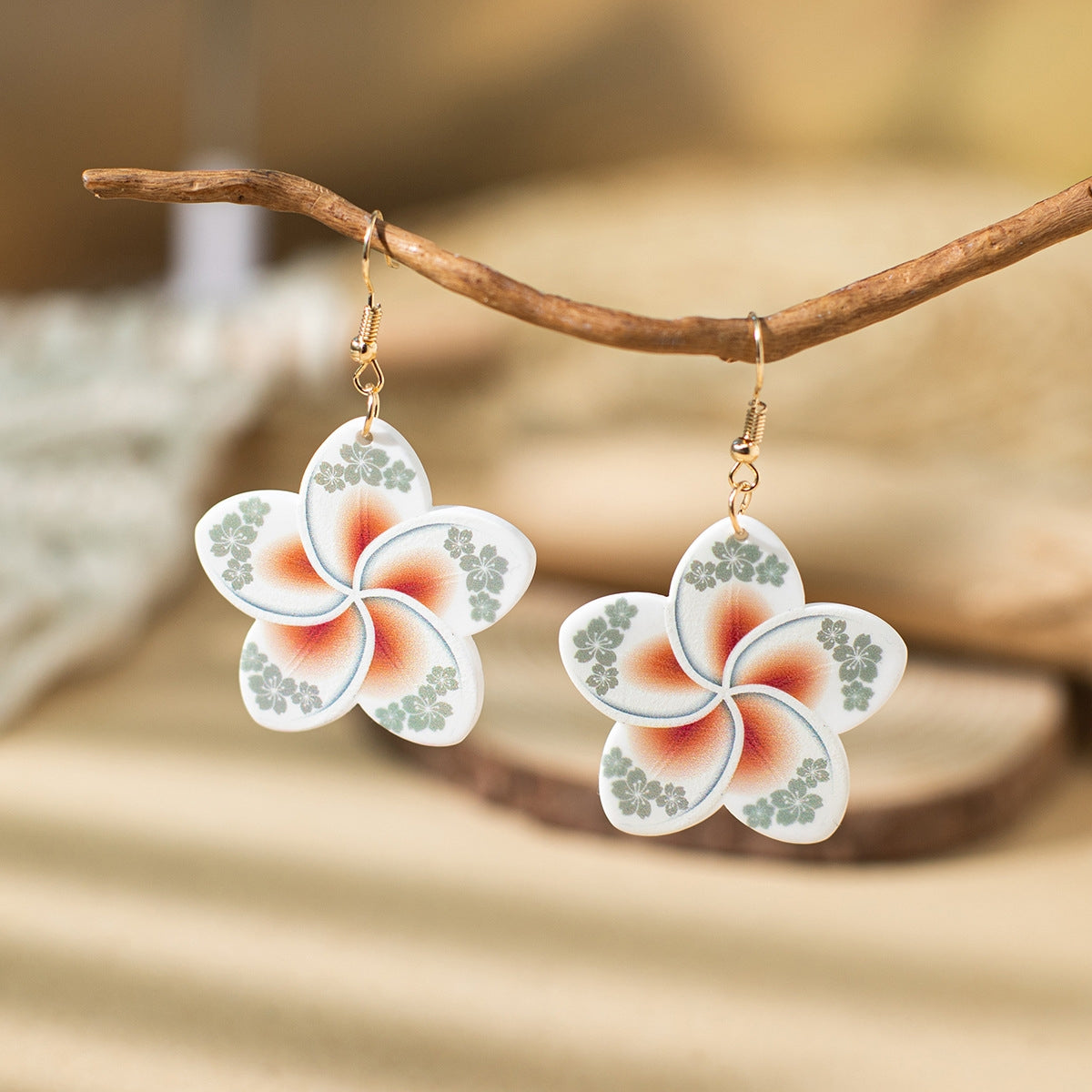 1 Pair Bohemian Flower Patchwork Acrylic Drop Earrings