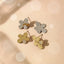 1 Pair Clover Flower Petal 18K Gold Plated Zircon Inlay Stainless Steel Stud Earrings