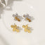 1 Pair Clover Flower Petal 18K Gold Plated Zircon Inlay Stainless Steel Stud Earrings