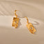 1 Pair Vintage Rose Engraved Copper Drop Earrings with Zirconia