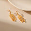 1 Pair Vintage Rose Engraved Copper Drop Earrings with Zirconia