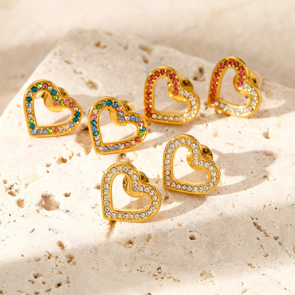 1 Pair Simple Style Classic Style Heart Shape Plating 304 Stainless Steel Ear Studs