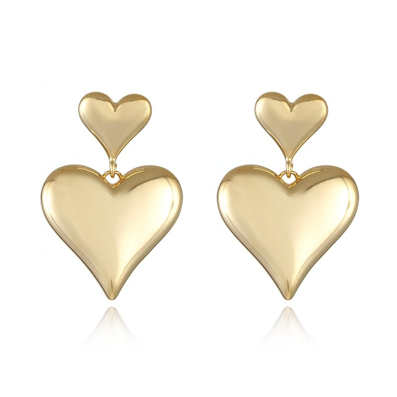 1 Pair Minimalist Heart Shape Plated Copper Drop Earrings