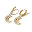 1 Pair Minimalist Moon Inlay Zircon 18K Gold Plated Stainless Steel Drop Earrings