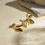 1 Pair Minimalist 18K Gold Plated Stainless Steel Leaf Earrings