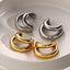 1 Pair Minimalist 18K Gold Plated Stainless Steel Double Layer C-Shaped Earrings