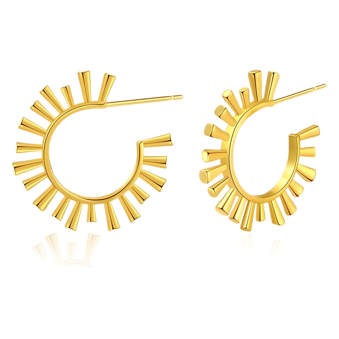 1 Pair Minimalist Sunflower Design 18k Gold Plated Copper Earrings