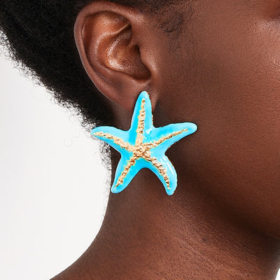 Simple Starfish Alloy Stud Earrings for Women