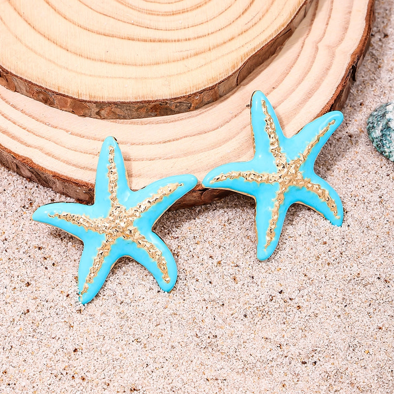 Simple Starfish Alloy Stud Earrings for Women