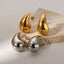 1 Pair Minimalist Water Droplet 18K Gold Plated 316L Stainless Steel Hollow Earrings