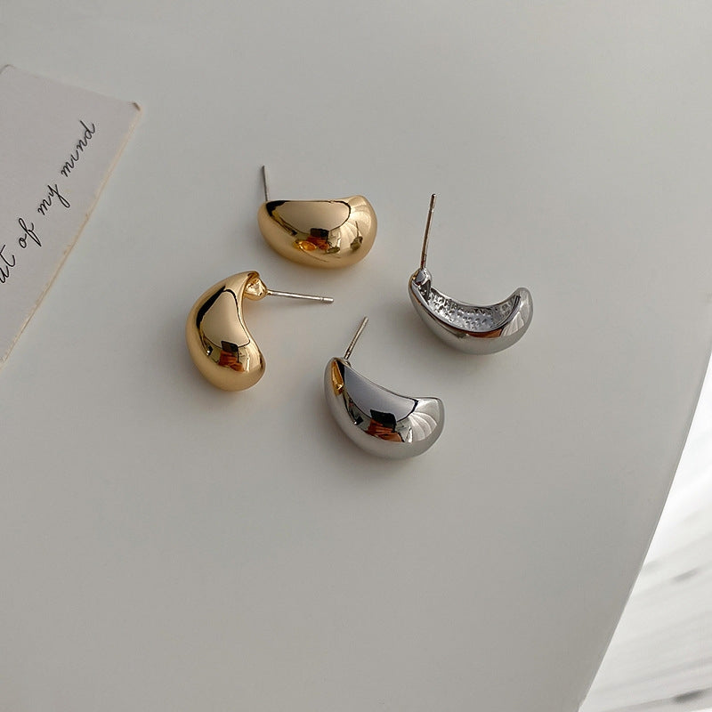 Simple Crescent Water Droplet Alloy Earrings for Women