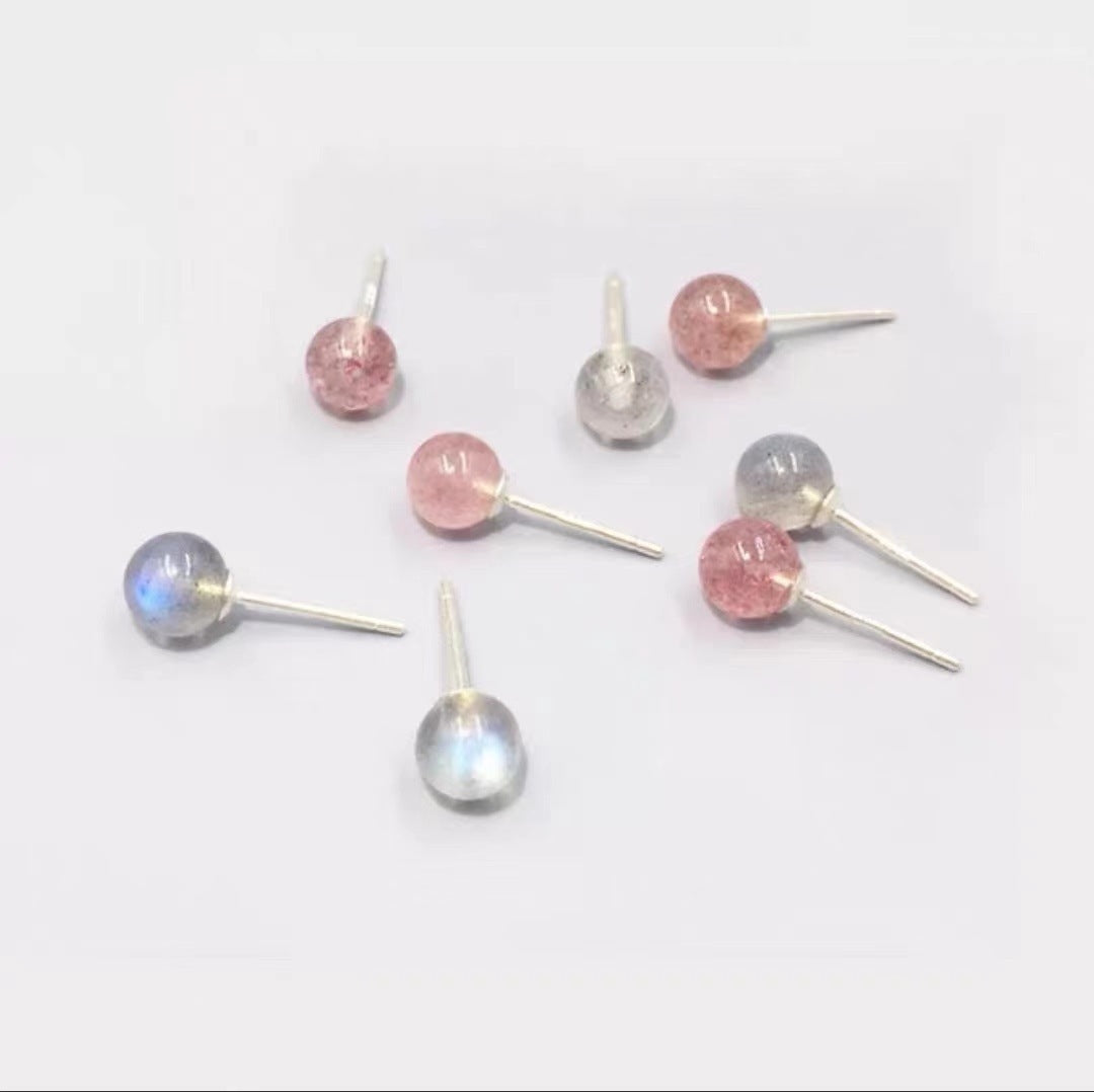 Sterling Silver Candy Crystal & Moonstone Stud Earrings