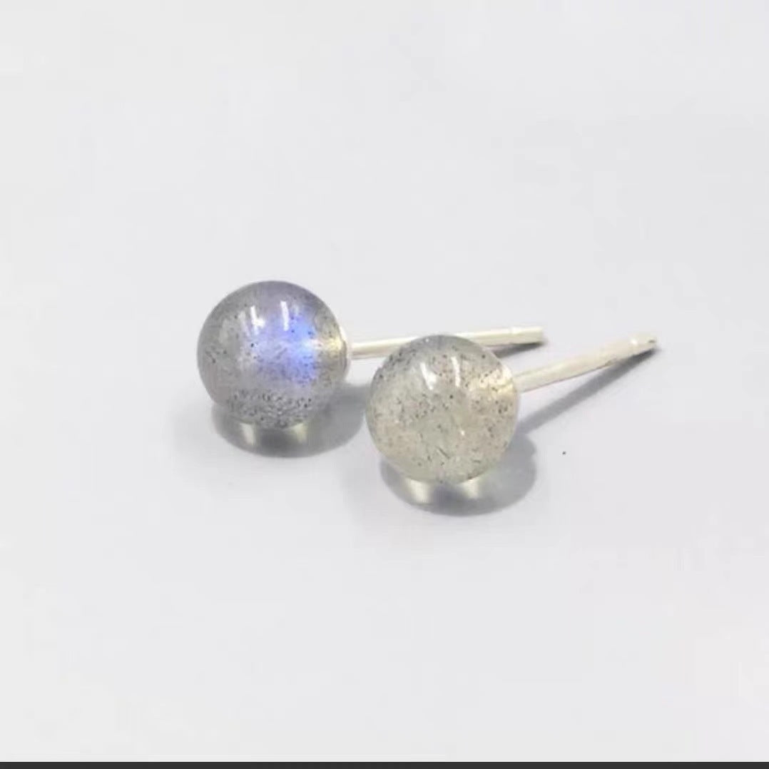 Sterling Silver Candy Crystal & Moonstone Stud Earrings