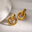 1 Pair Minimalist 18K Gold Plated Stainless Steel Circle Drop Earrings