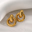 1 Pair Minimalist 18K Gold Plated Stainless Steel Circle Drop Earrings