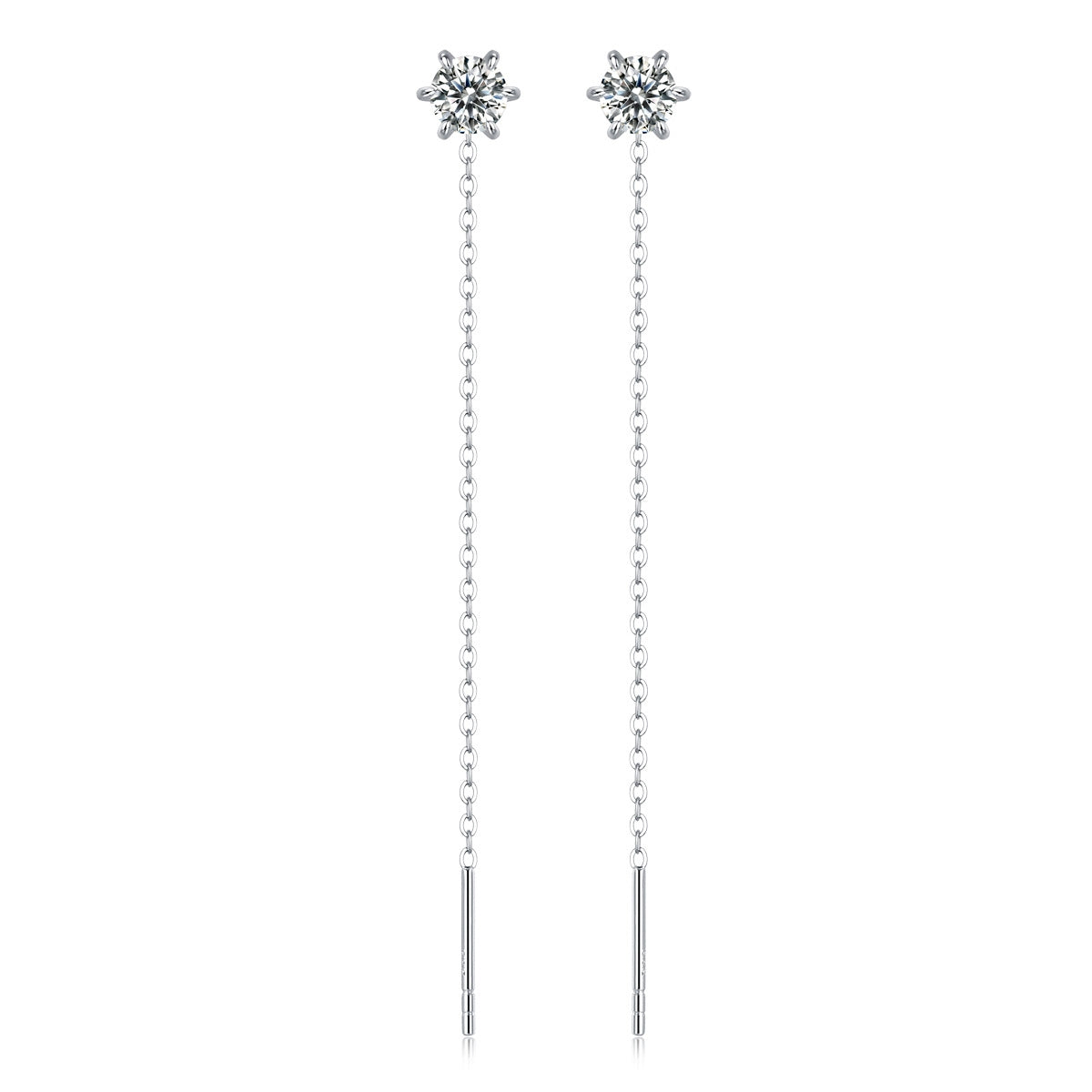 1 Pair Geometric Inlay Sterling Silver Moissanite Tassel Drop Earrings