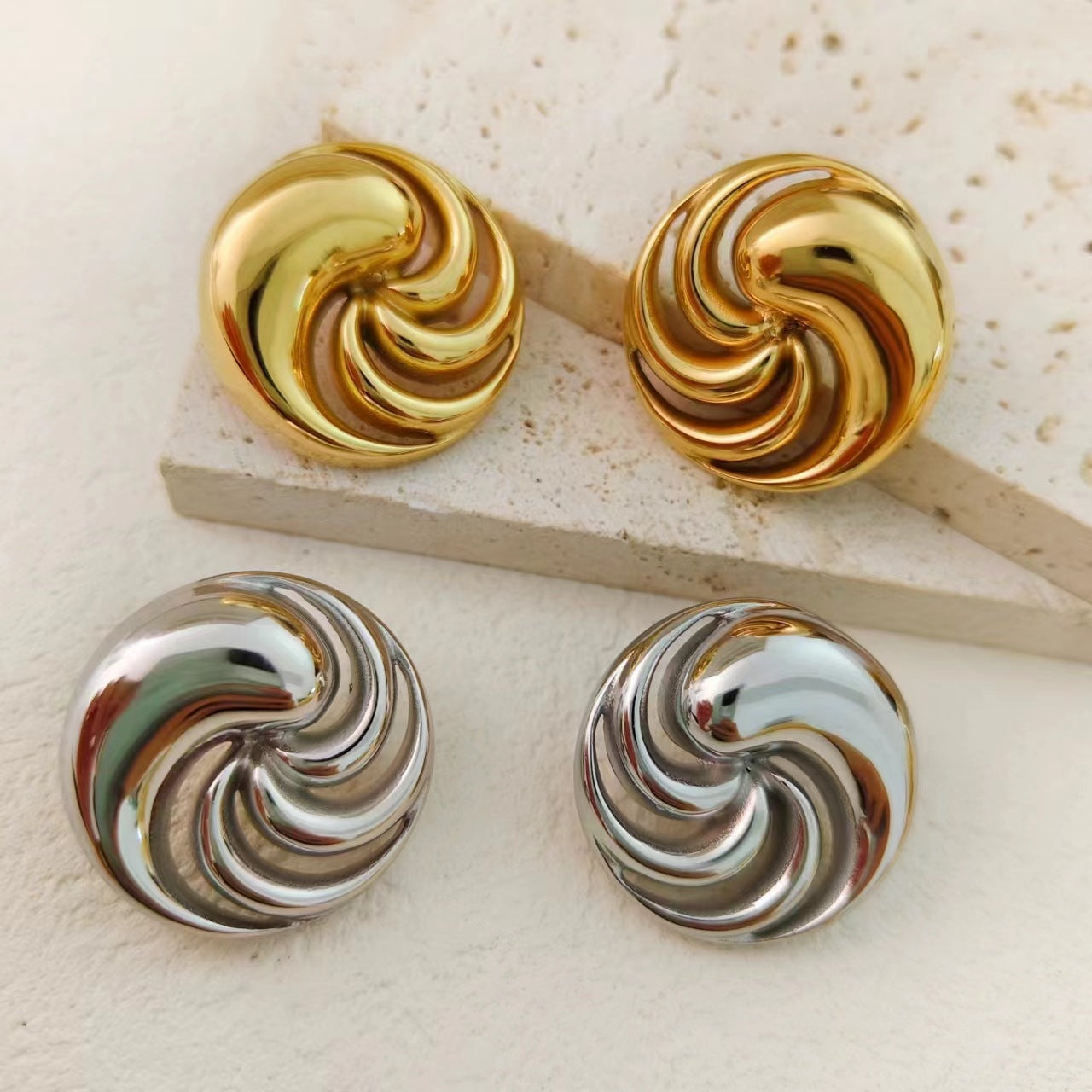 1 Pair Simple Style Commute Geometric Plating 304 Stainless Steel Ear Studs