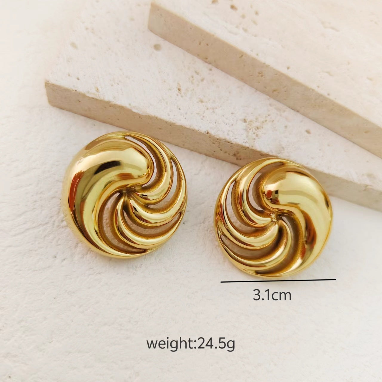 1 Pair Minimalist Geometric Stainless Steel Stud Earrings