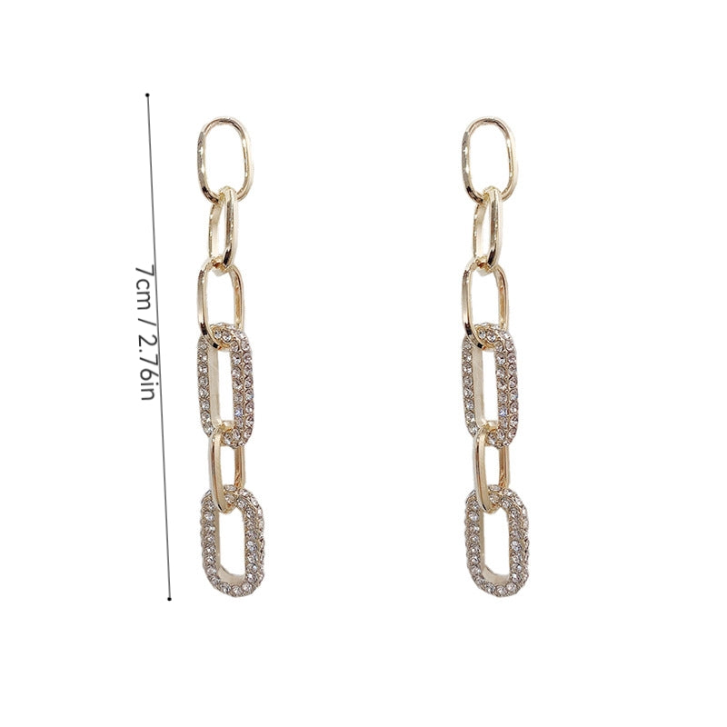 1 Pair Minimalist Alloy Chain Drop Earrings - Long Style Fashion Statement