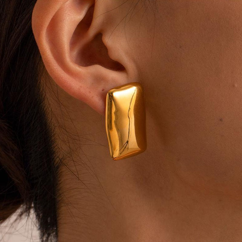 1 Pair Minimalist 18K Gold Plated Rectangle Stud Earrings