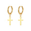 1 Pair Minimalist Cross 18K Gold Plated Stainless Steel Hoop Earrings