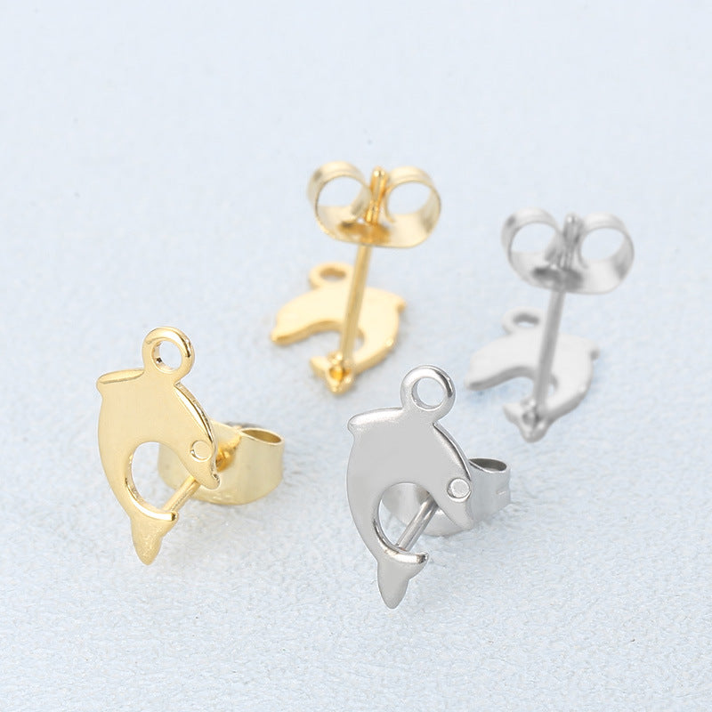 Dolphin Stainless Steel Plated Stud Earrings - Minimalist Handmade Jewelry