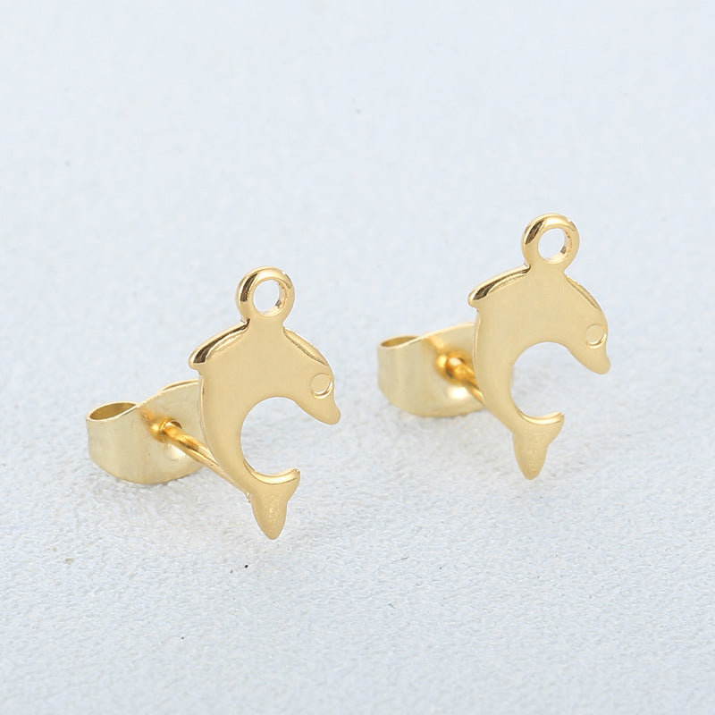 Dolphin Stainless Steel Plated Stud Earrings - Minimalist Handmade Jewelry