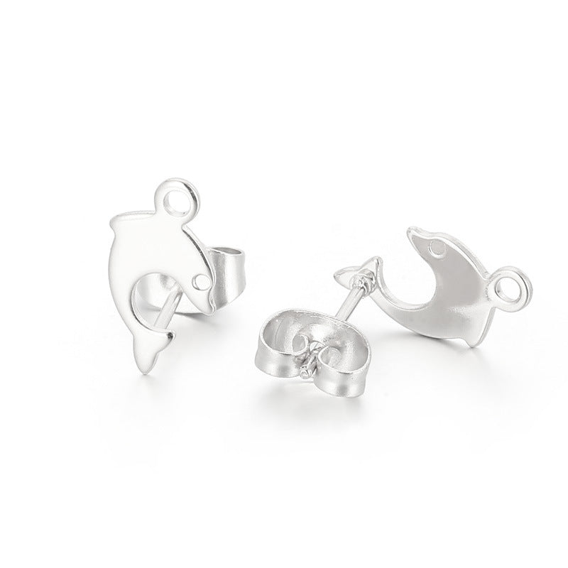 Dolphin Stainless Steel Plated Stud Earrings - Minimalist Handmade Jewelry