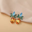 1 Pair Pineapple Rhinestone Crystal Stud Earrings