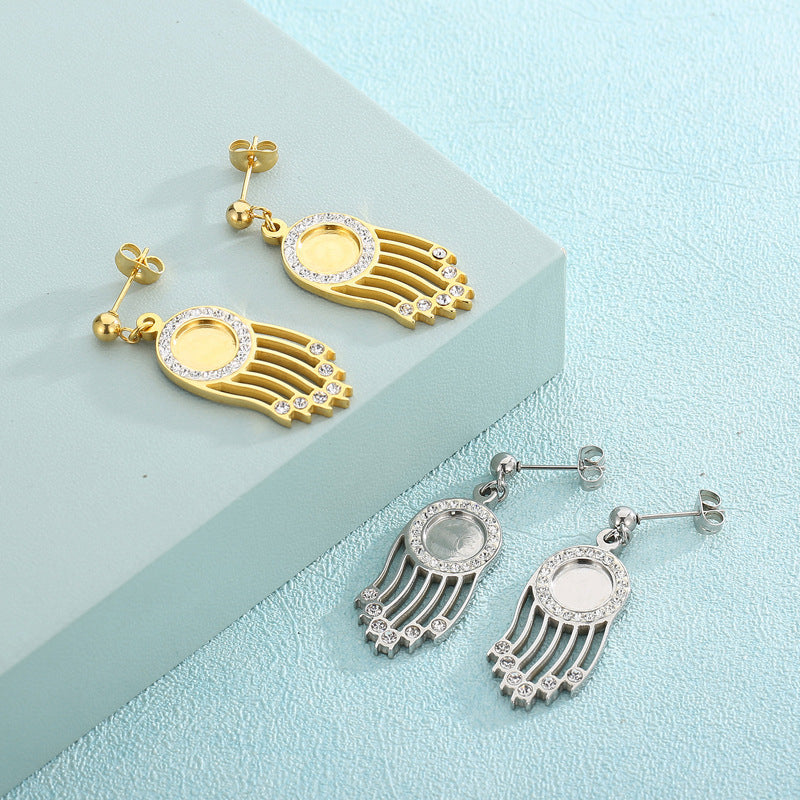 Geometric Stainless Steel Zircon Drop Earrings - Minimalist Fashion Jewelry