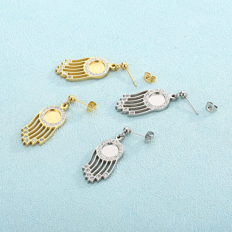 Geometric Stainless Steel Zircon Drop Earrings - Minimalist Fashion Jewelry