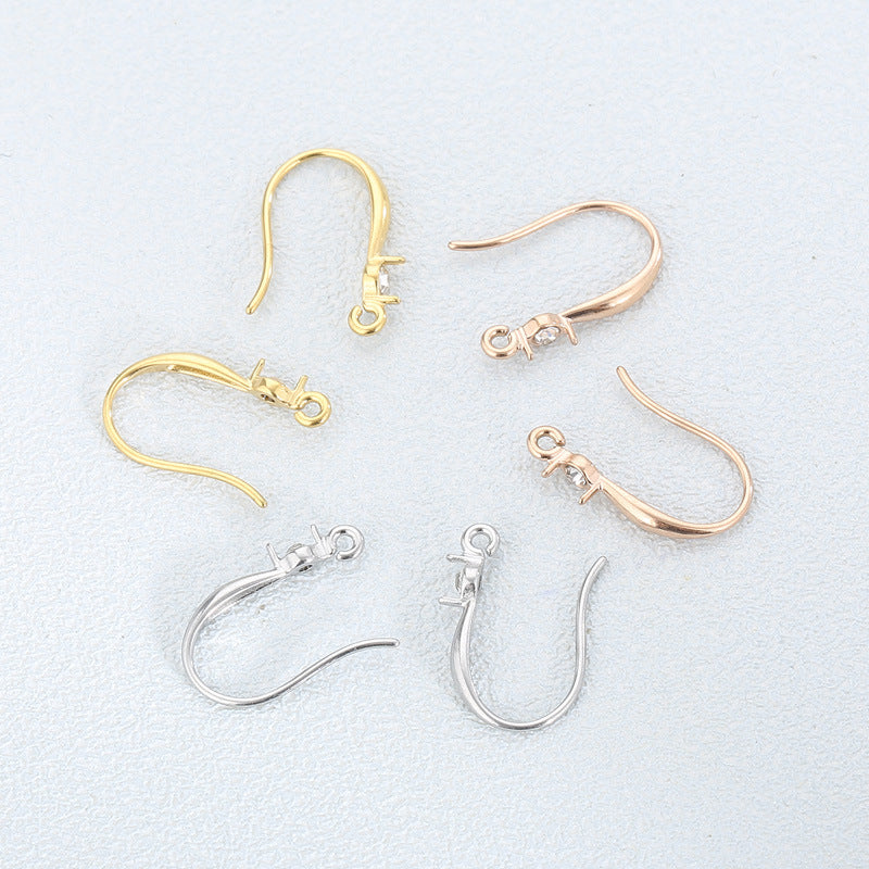 Geometric Stainless Steel Rhinestone Fish Hook Earrings - Trendy Diamond-Encrusted Jewelry for Women